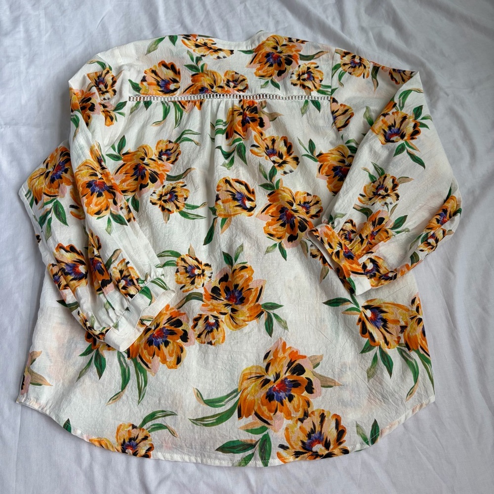 Anthropologie MAYE Floral Pintuck Button Front Blouse Boho Top Size S - Picture 8 of 8